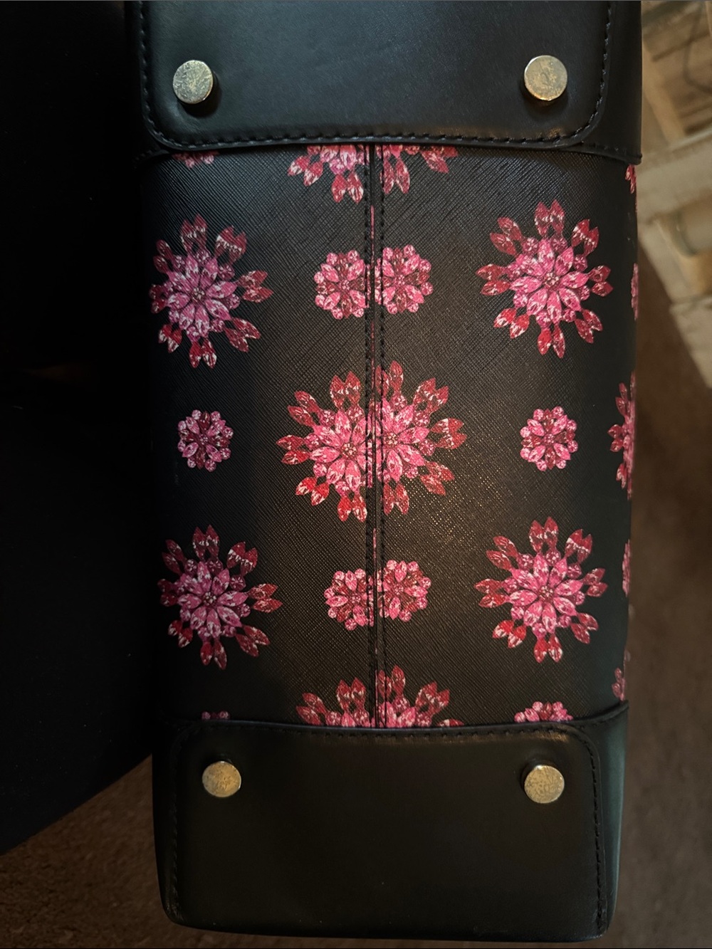 Michael Kors Black Tote with Pink Floral Pattern - Picture 8 of 8
